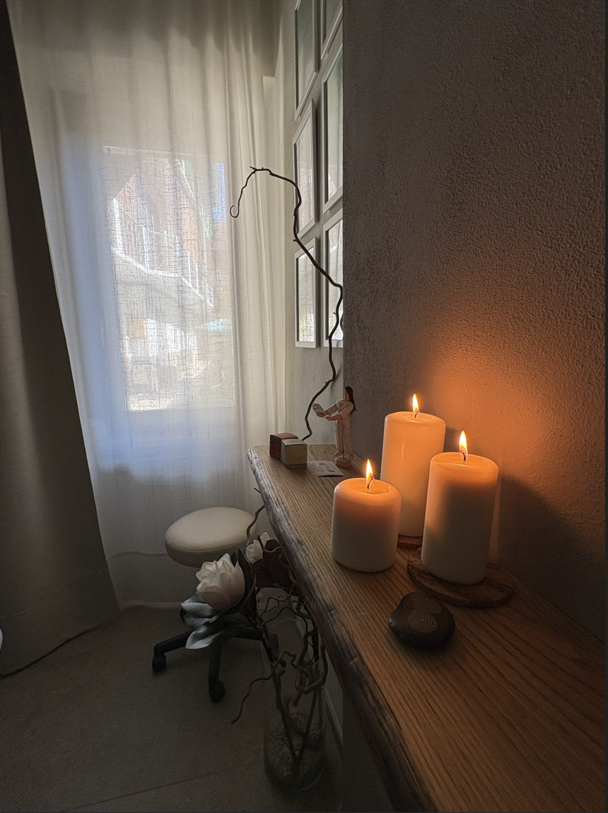 Lettino e ambiente di trattamento dello studio Nanai