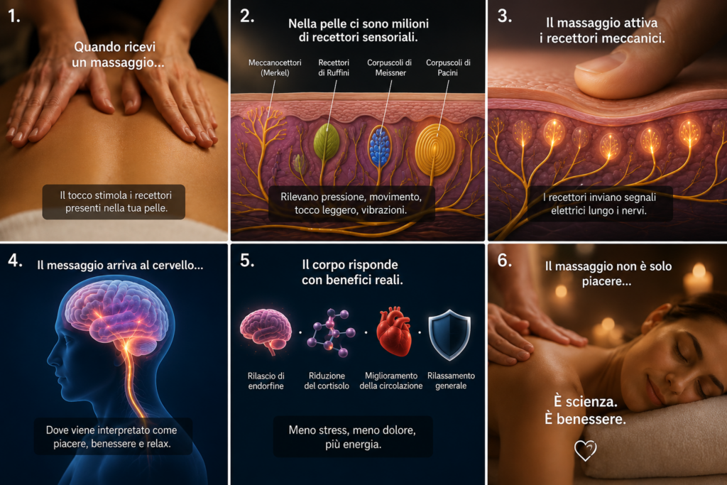 I recettori che trasmettono le informazioni dalla pelle al nostro cervello durante il massaggio.